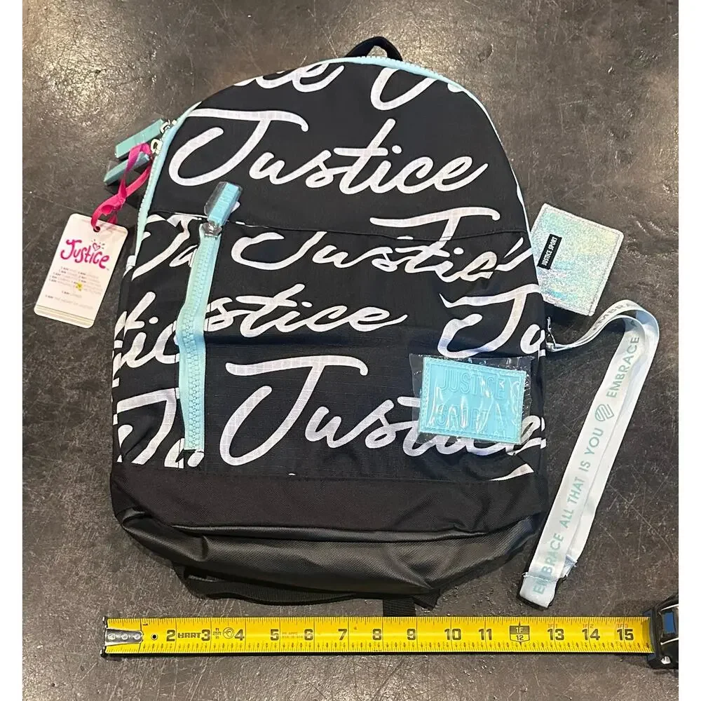 Girls Justice Backpack. School Bag, book bag, New with tags. Black and White